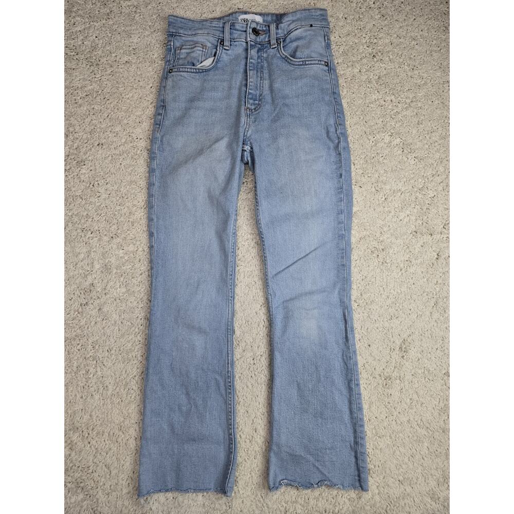 Zara Jeans Womens 4 (26x26) Relaxed Straight High Rise Medium Wash Raw Hem Denim
